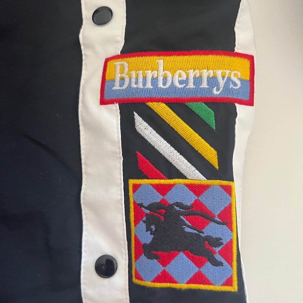 Burberry Black and White track pants with Multicolor Embroidery patches NWT